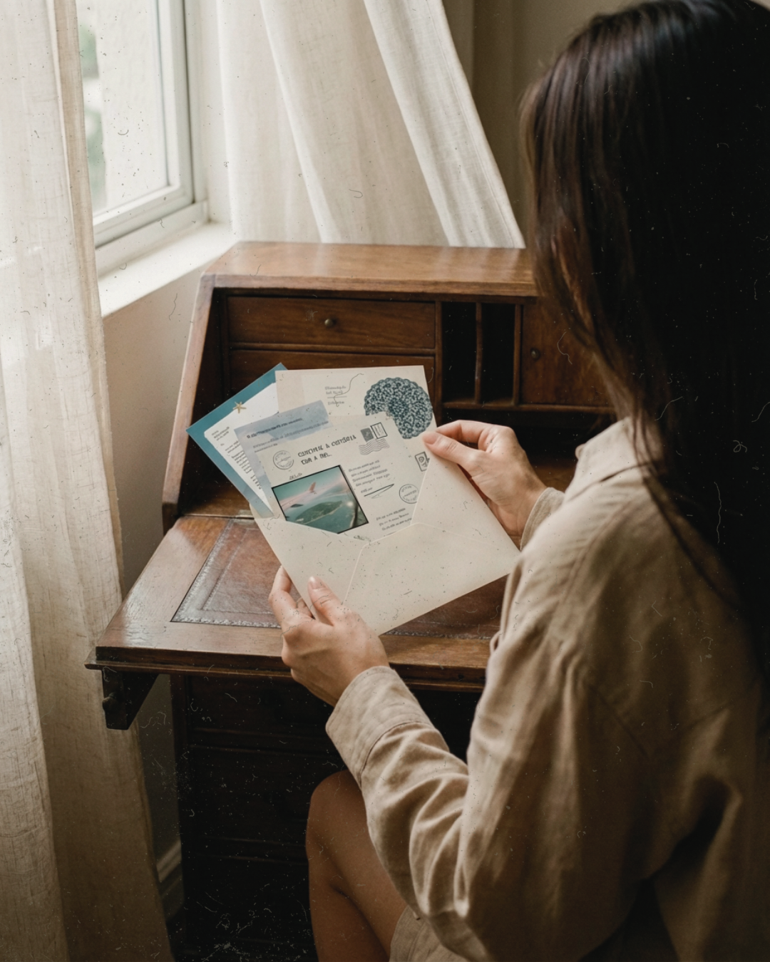 Envelope com a carta da Mel