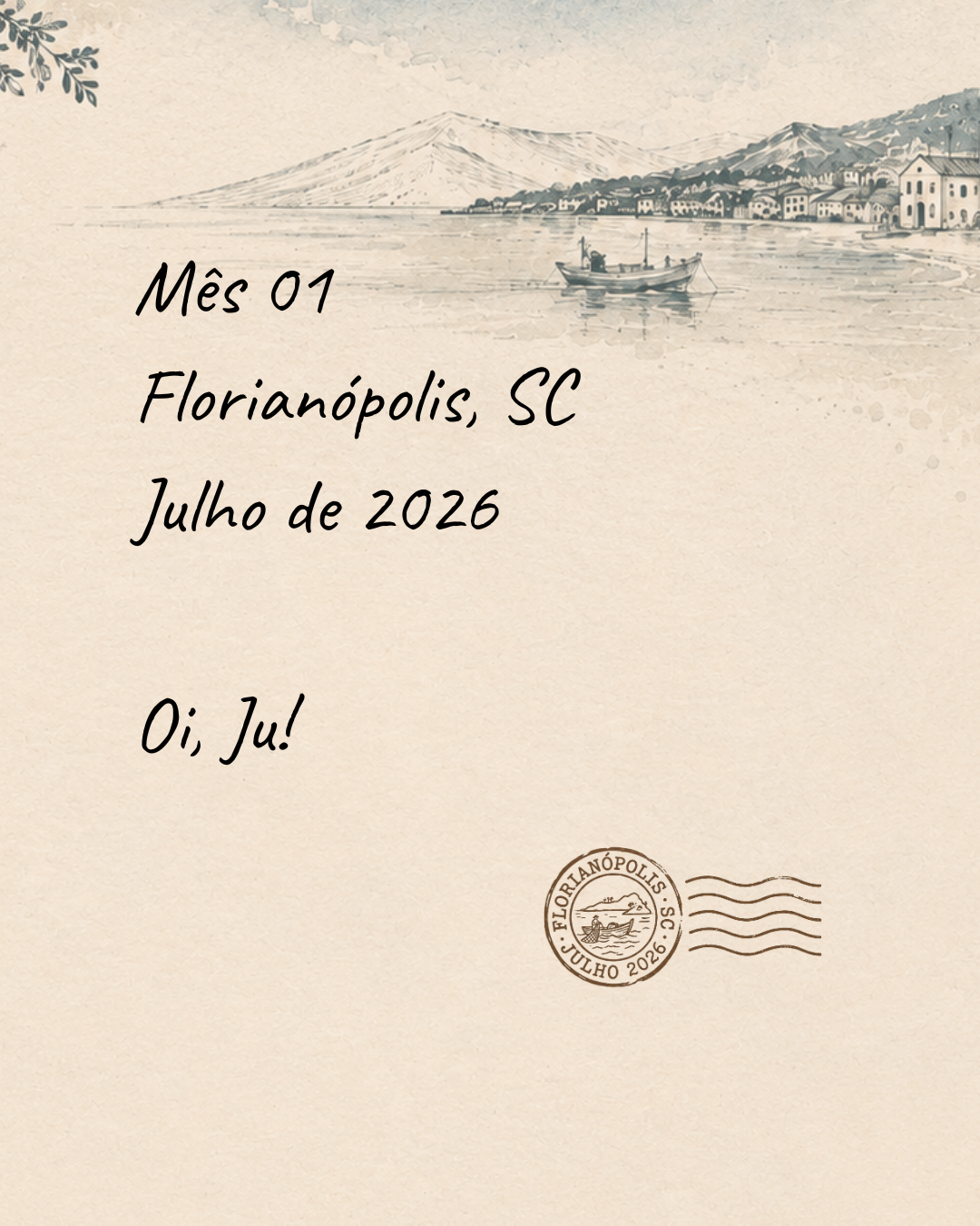 Detalhe da primeira carta de Mel para Ju, com elementos do universo de Cartas do Litoral.
